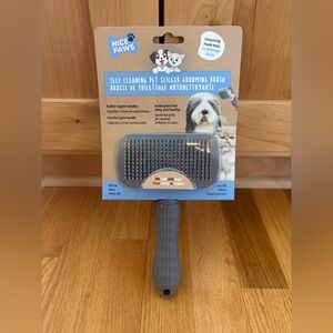 Gray Self-Cleaning Pet Slicker Grooming Brush dog brush cat brush pet groomer